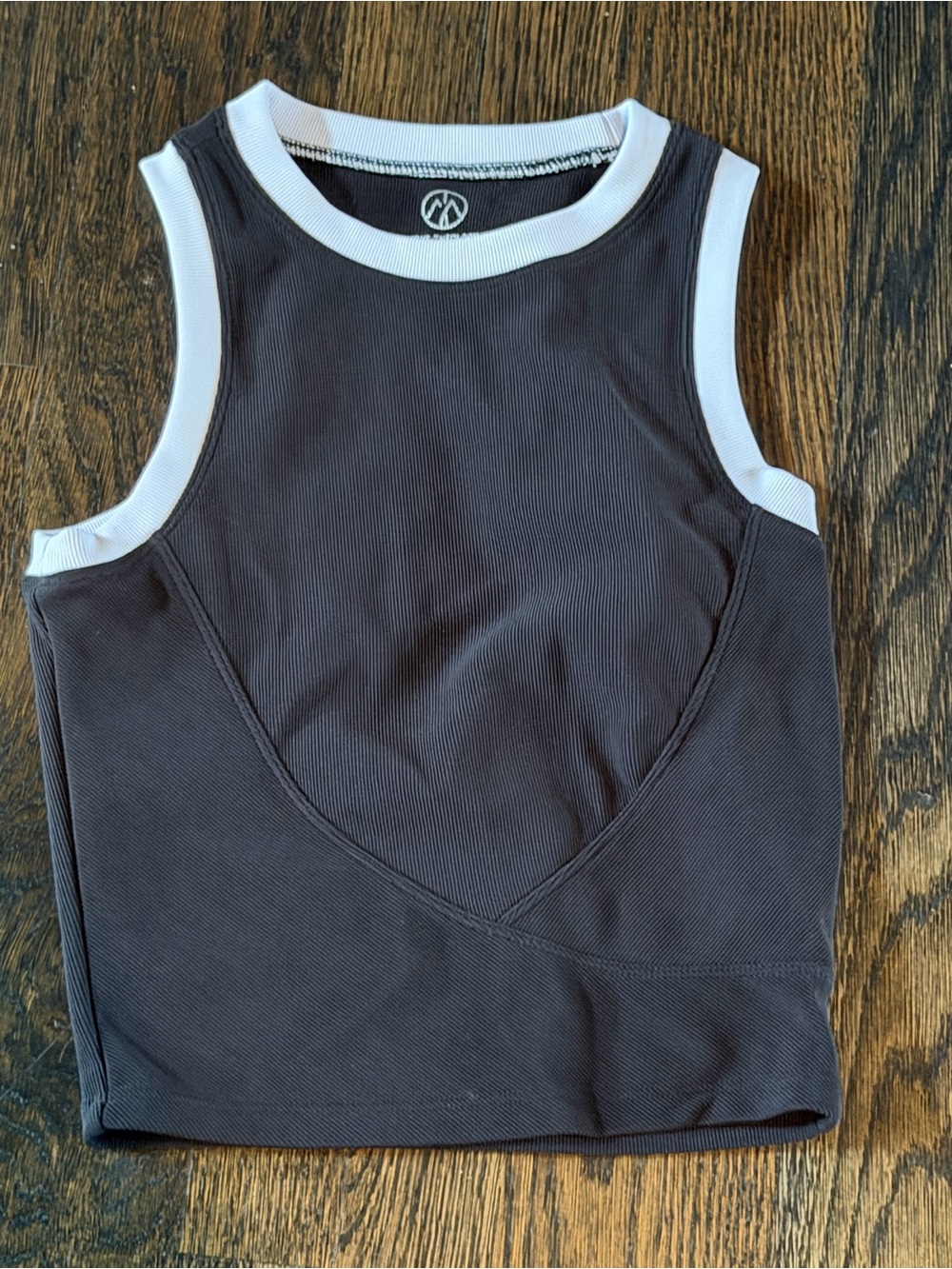 Black Ribbed Tank with White Trim
